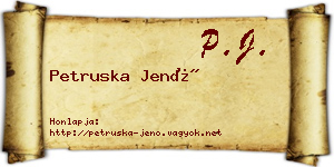 Petruska Jenő névjegykártya